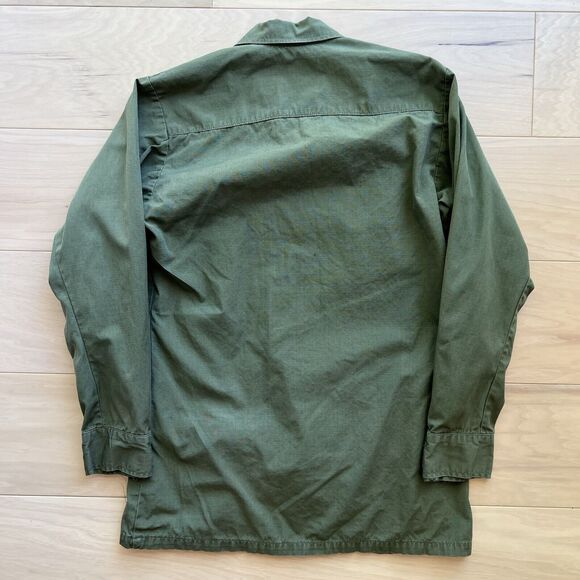 Vintage Military Ripstop Shirt XS Green Slanted Pockets 1969 Poplin OG 107 - Picture 9 of 10